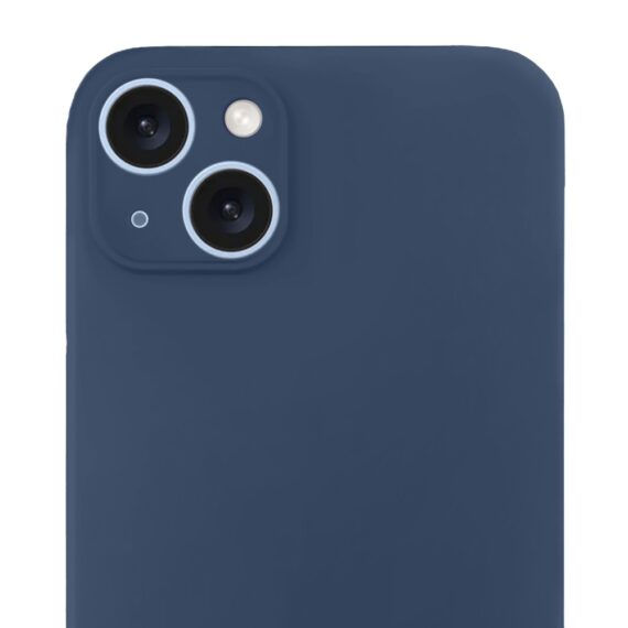 Etui do iPhone 14 silikonowe z mikrofibrą soft touch z osłoną na aparat, granatowe (3)
