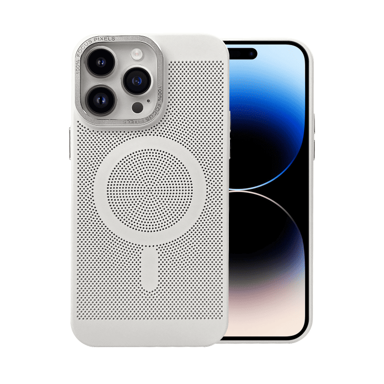 etui iphone 14 pro max breathable cam ring, oddychające z magsafe, białe