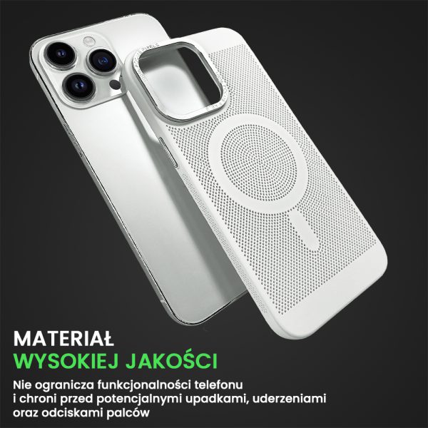 etui iphone 14 pro max breathable cam ring, oddychające z magsafe, białe