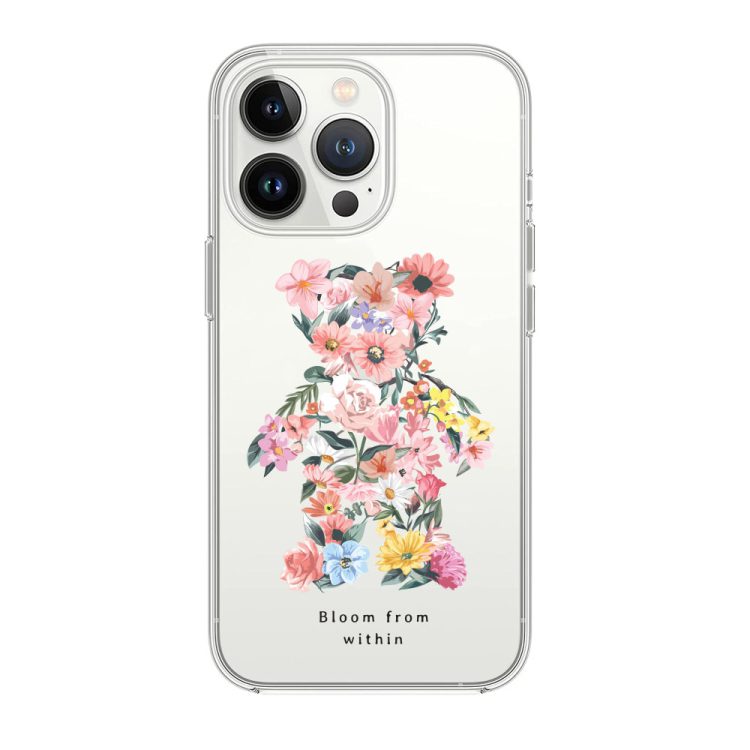 etui do iphone 14 pro max, miś kwiatowy