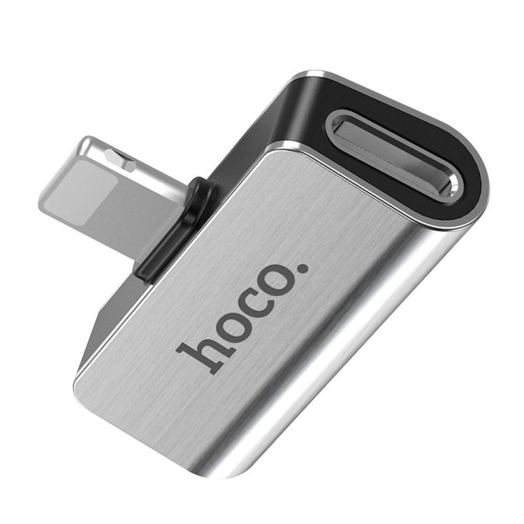 rozdzielacz 2w1 do iphone z funkcją audio, srebrny