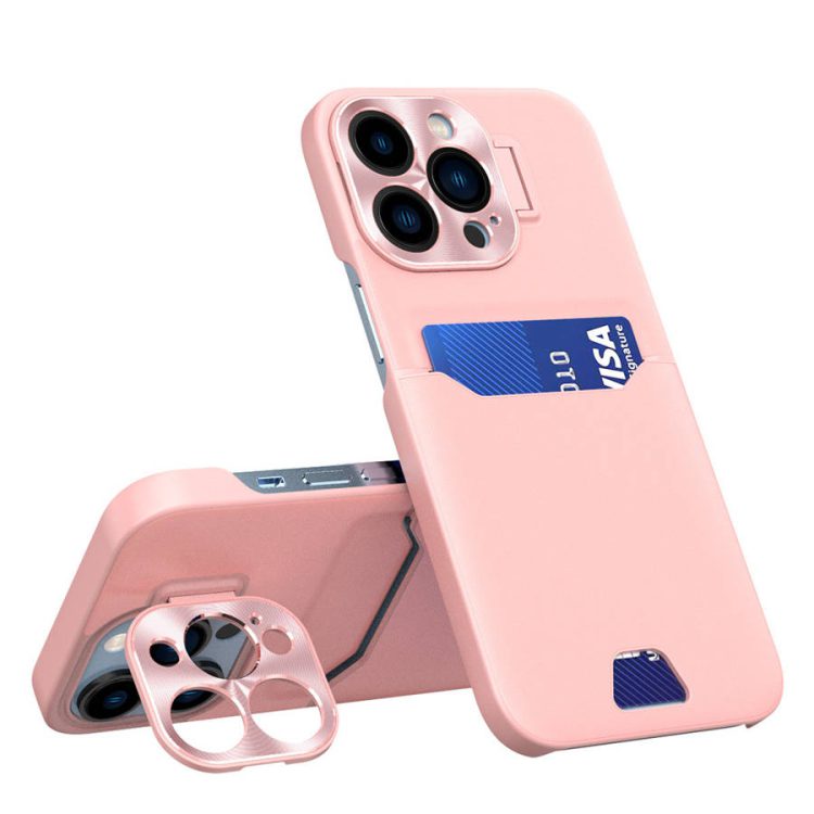 etui do iphone 14 pro max leather stand z osłoną na aparat, miejscem na kartę i podstawką, czarne (kopia)