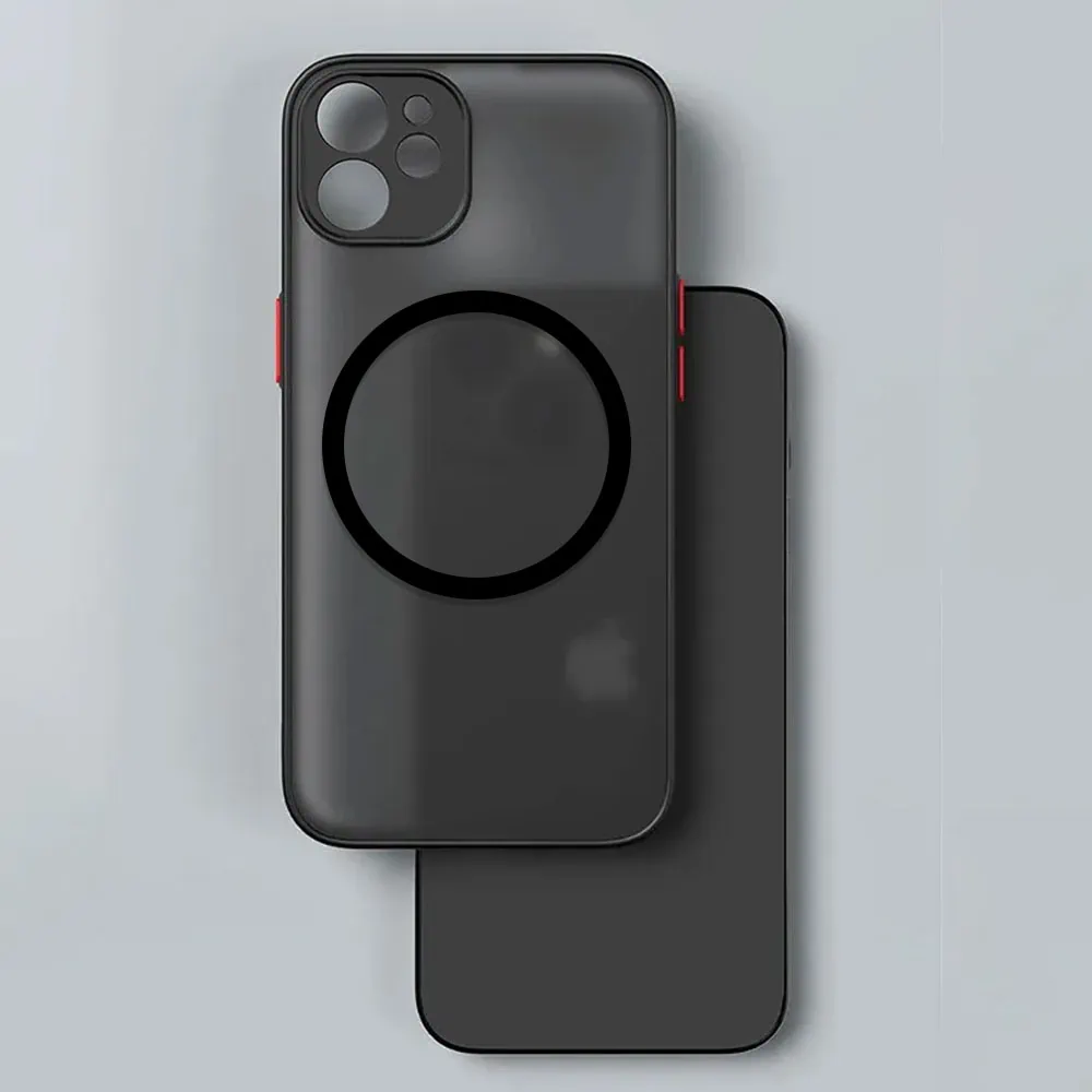 etui do iphone 12 magsafe półprzeźroczyste matowe z ochroną aparatu, czarne