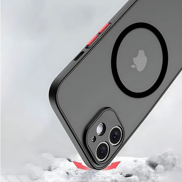 etui do iphone 12 magsafe półprzeźroczyste matowe z ochroną aparatu, czarne