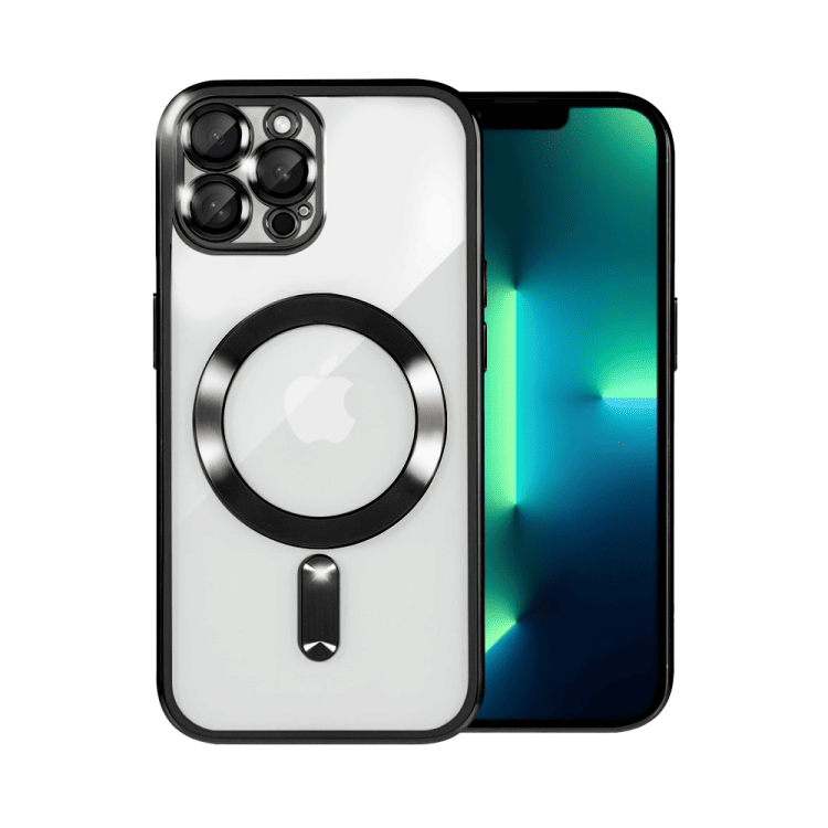 etui do iphone 13 pro max magsafe luxury protect przeźroczyste, hybrydowa ochrona kamery, czarne