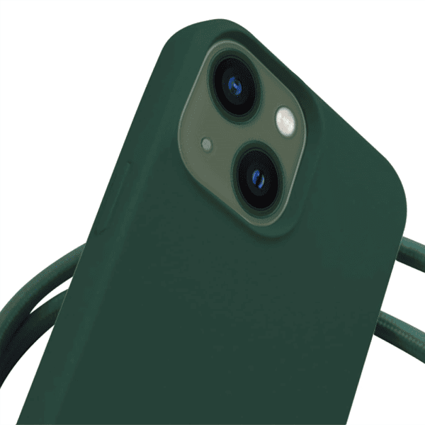 etui do iphone 13 wzmacniane crossbody z zieloną smyczą jak torebka, zielone