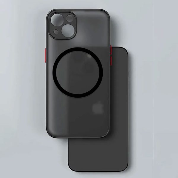 etui do iphone 14 magsafe półprzeźroczyste matowe z ochroną aparatu, czarne