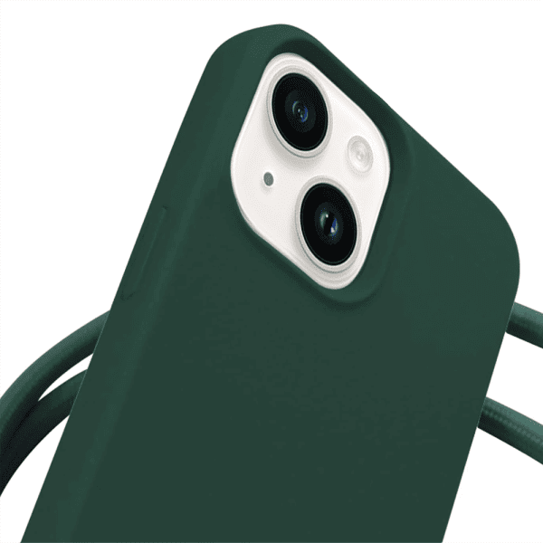 etui do iphone 14 wzmacniane crossbody z zieloną smyczą jak torebka, zielone