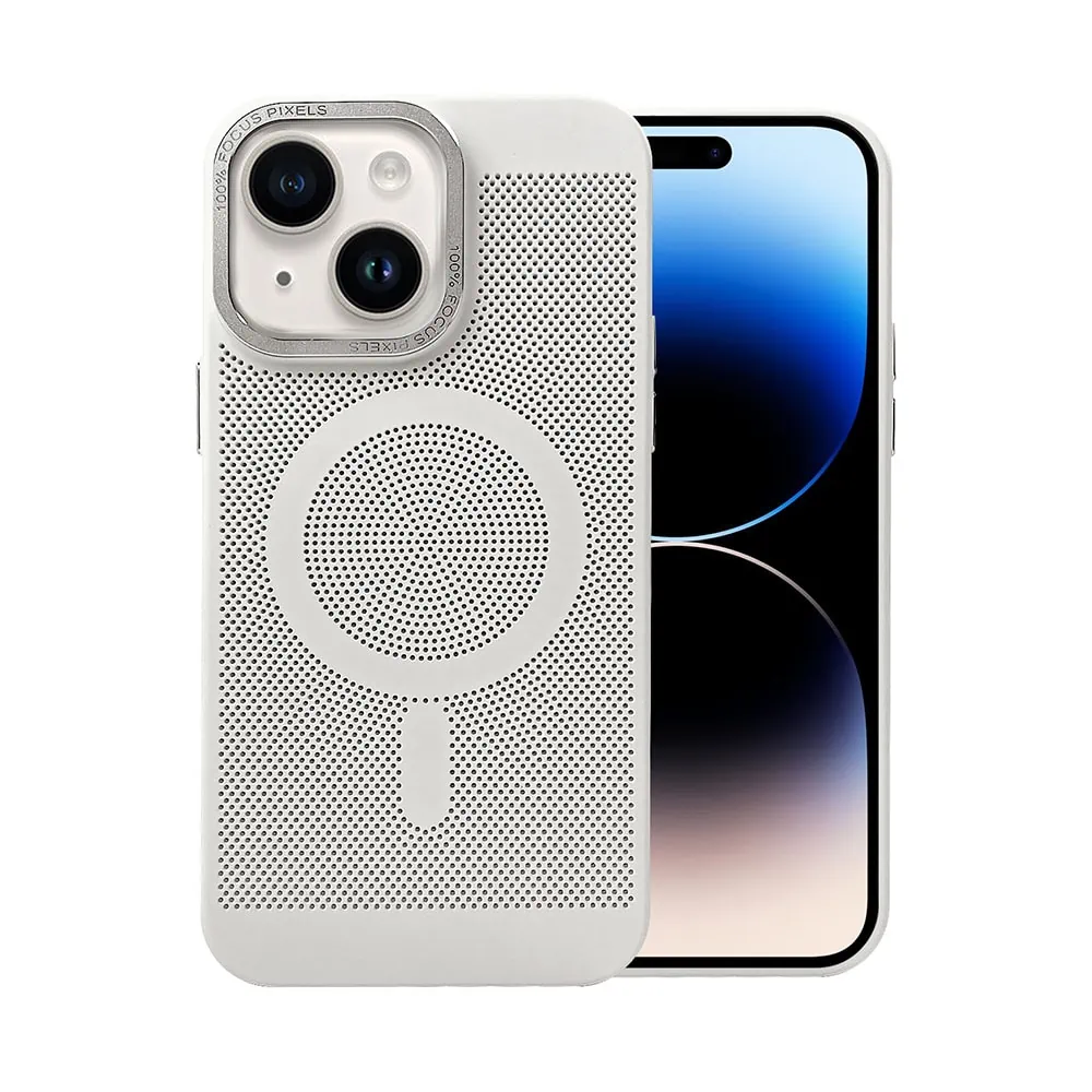etui iphone 14 pro max breathable cam ring, oddychające z magsafe, białe (kopia)
