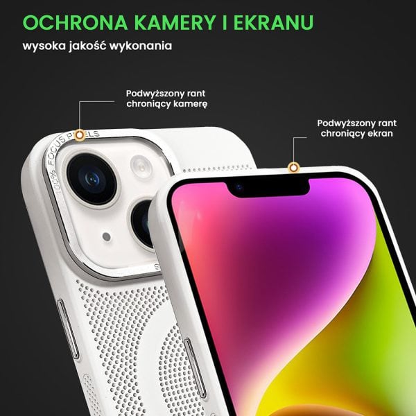 etui iphone 14 pro max breathable cam ring, oddychające z magsafe, białe (kopia)