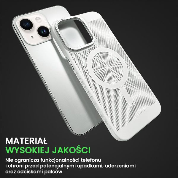 etui iphone 14 pro max breathable cam ring, oddychające z magsafe, białe (kopia)