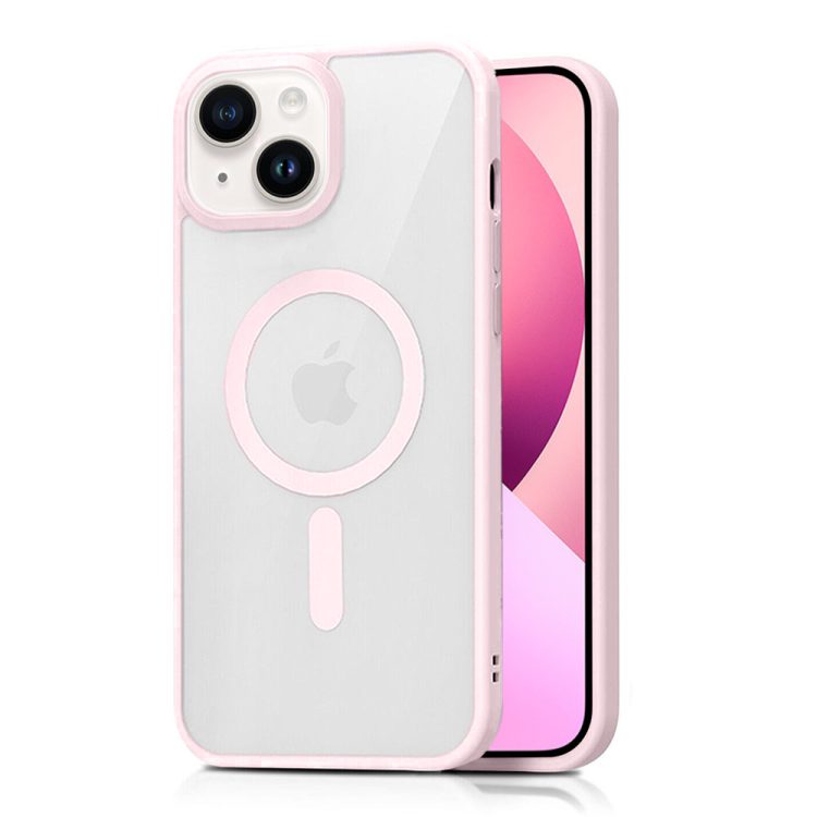 etui do iphone 13 hard back twardy tył z magsafe, różowa ramka