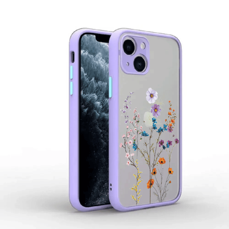 etui do iphone 14 plus ochrona kamery, kwiaty różnokolorowe