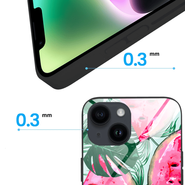 etui do iphone 13, szklany tył, arbuzowa fantazja, czarne
