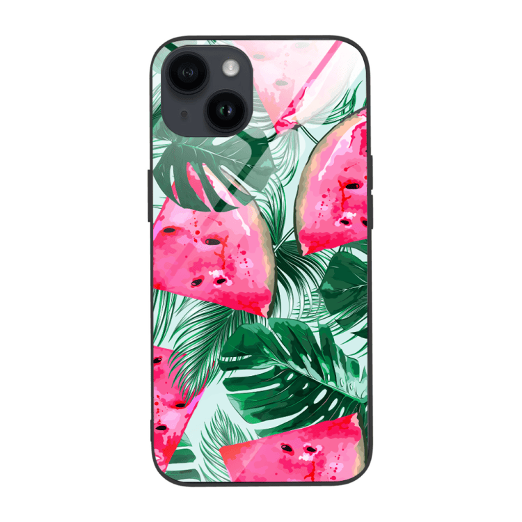 etui do iphone 13, szklany tył, arbuzowa fantazja, czarne