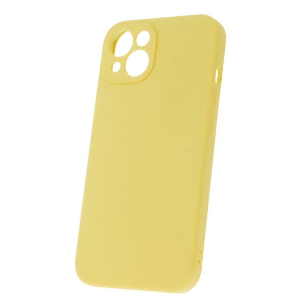 etui do iphone 14 silikonowe z mikrofibrą soft touch, żółte