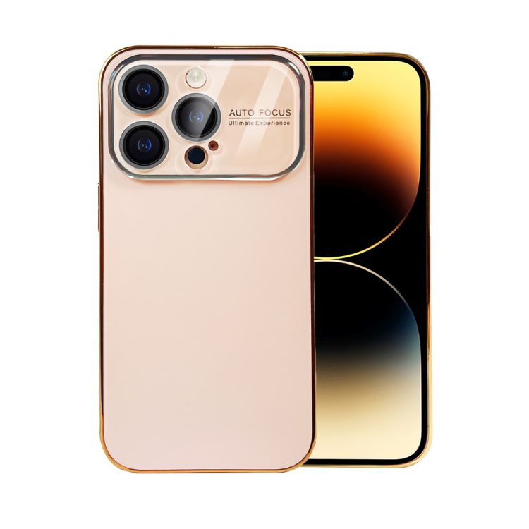 etui do iphone 14 pro camera beam, hybrydowa ochrona kamery, pudrowy róż