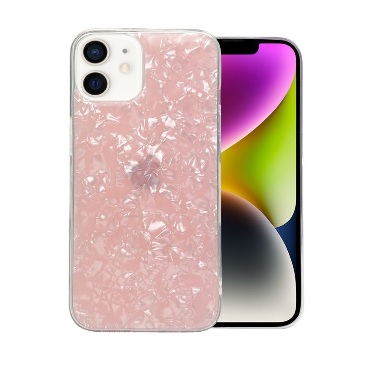 etui do iphone 12 kryształowe perłowe, różowe