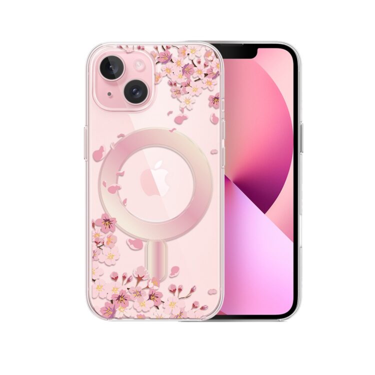 Etui do iPhone 13 Mini, Flower MagSafe, kwiat wiśni, przeźroczyste (1)