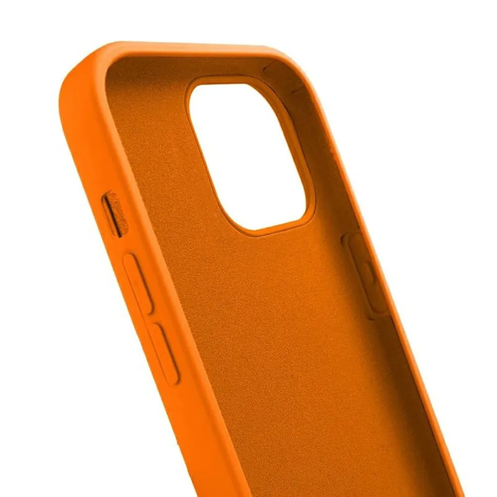 etui do iphone 13 wzmacniane crossbody z pomarańczową smyczą jak torebka, pomarańczowe