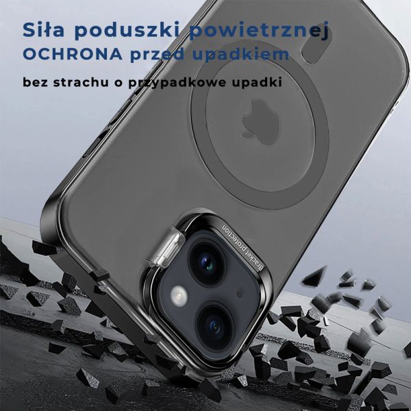 etui do iphone 14 pro cam stand z magsafe matowe półprzeźroczyste, czarne (kopia)