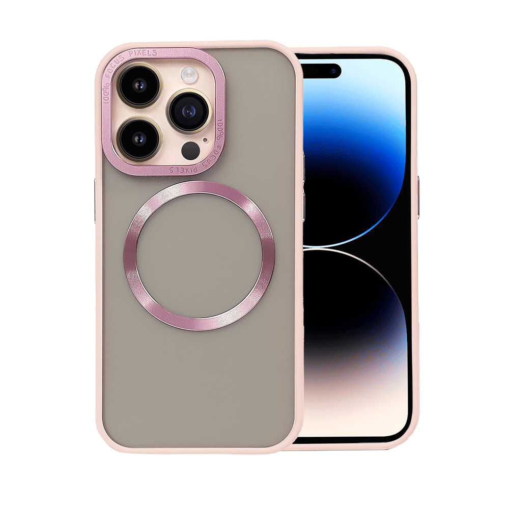 Etui do iPhone 14 Pro Elegant Mix z MagSafe, twardy matowy tył, różowe