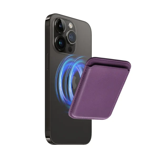 portfel magnetyczny leather mag wallet, ciemna purpura