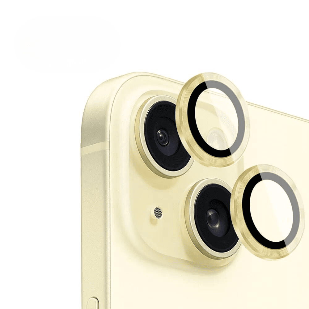 metalowa osłona obiektywów szkło na aparat iphone 15 plus, złote