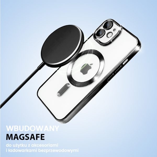 etui do iphone 11 magsafe luxury protect przeźroczyste, hybrydowa ochrona kamery, czarne