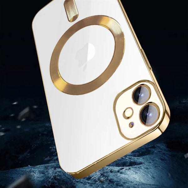 etui do iphone 11 magsafe luxury protect przeźroczyste, hybrydowa ochrona kamery, złote (kopia)