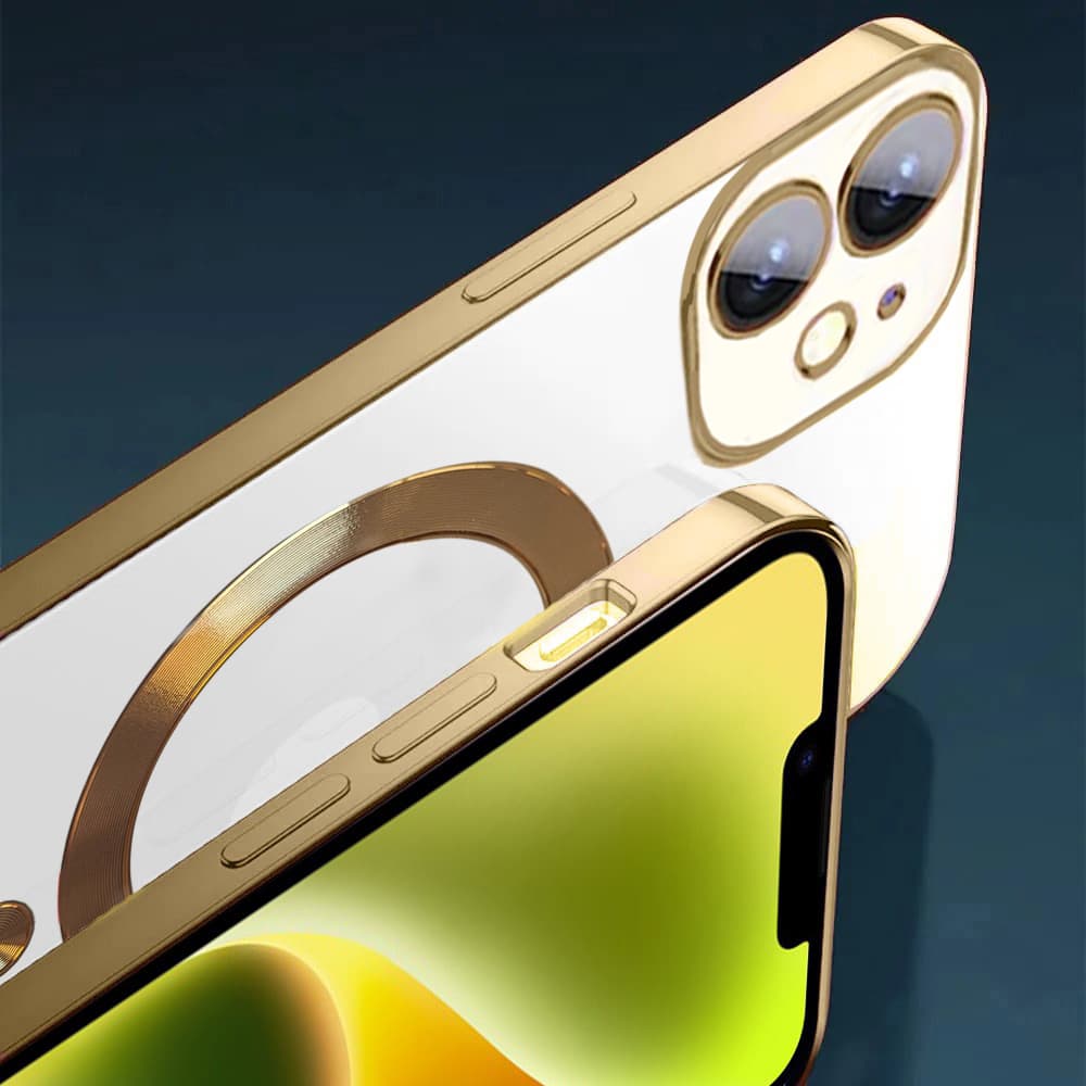 etui do iphone 11 magsafe luxury protect przeźroczyste, hybrydowa ochrona kamery, złote (kopia)