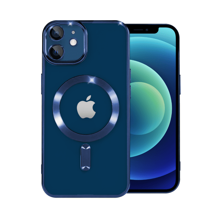 etui do iphone 12 mini magsafe luxury protect przeźroczyste, hybrydowa ochrona kamery, niebieskie