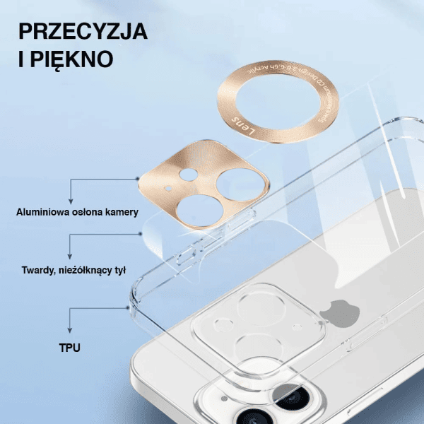 etui do iphone 14 pro max space aluminium szklany tył z osłoną aparatu, złote (kopia)