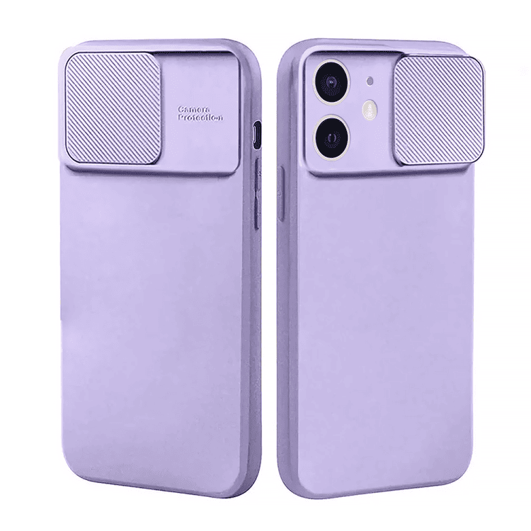etui do iphone 12 silicone camera cover z osłoną kamery, ruchoma osłona kamery, fioletowe