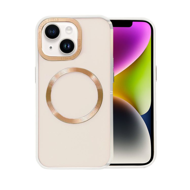 etui do iphone 14 gold crown protective matte z magsafe, półprzeźroczyste matowe, złote