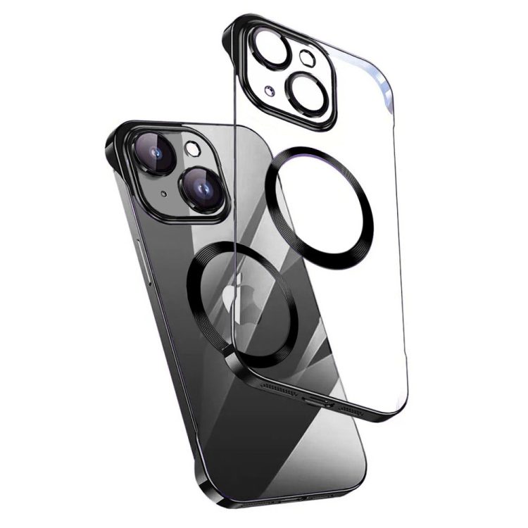 etui do iphone 14 magsafe luxury protect lite przeźroczyste, hybrydowa ochrona kamery, czarne