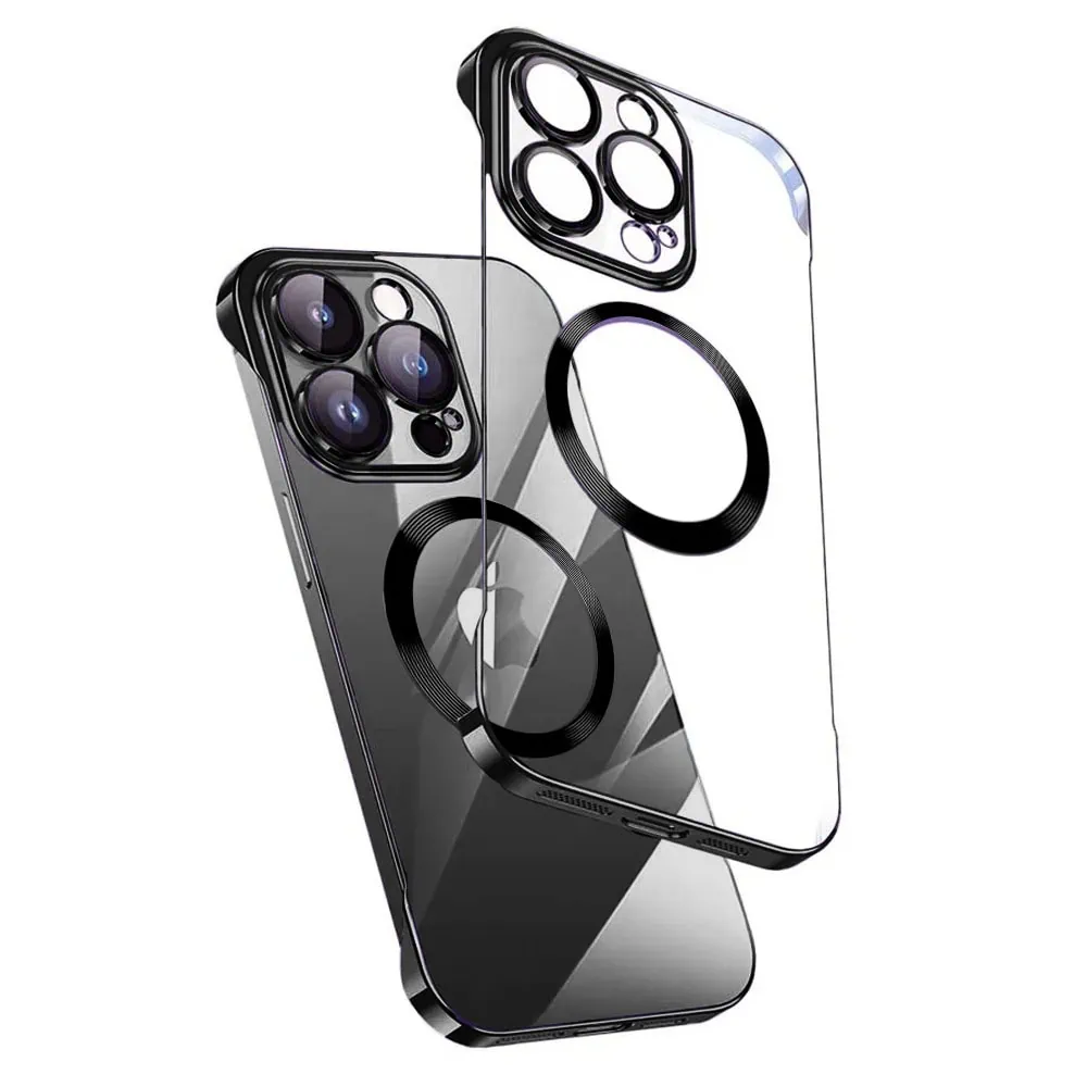 Etui do iPhone 14 Pro Max MagSafe Luxury Protect Lite przeźroczyste, hybrydowa ochrona kamery, czarne