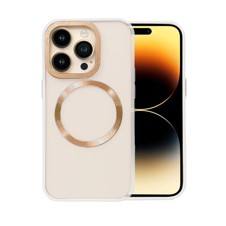 etui do iphone 14 pro gold crown protective matte z magsafe, półprzeźroczyste matowe, złote