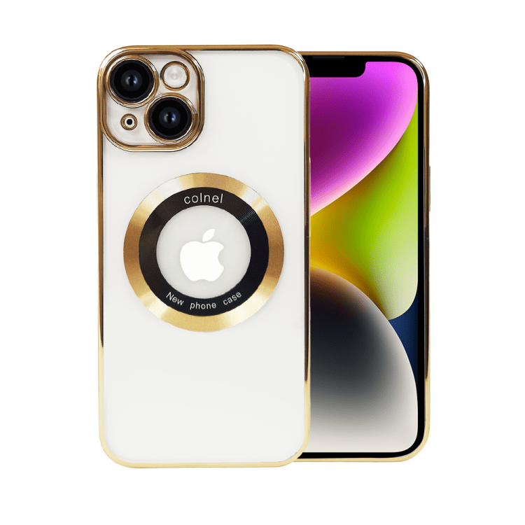 etui do iphone 14 gold ring z magsafe, twardy tył, chybrydowa ochrona kamery, złote