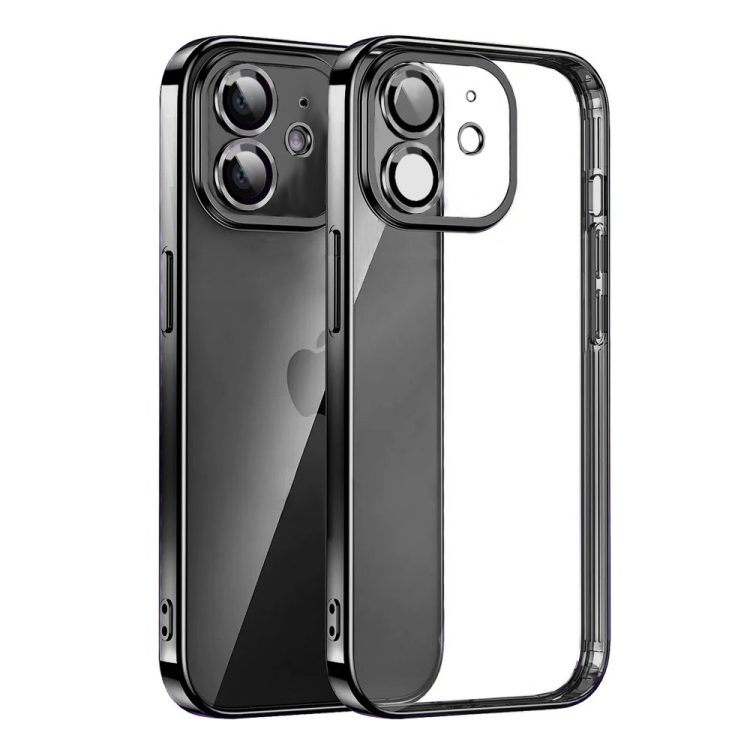 etui iphone 12 slim protect full cover hard back, twardy tył, przeźroczyste,czarne