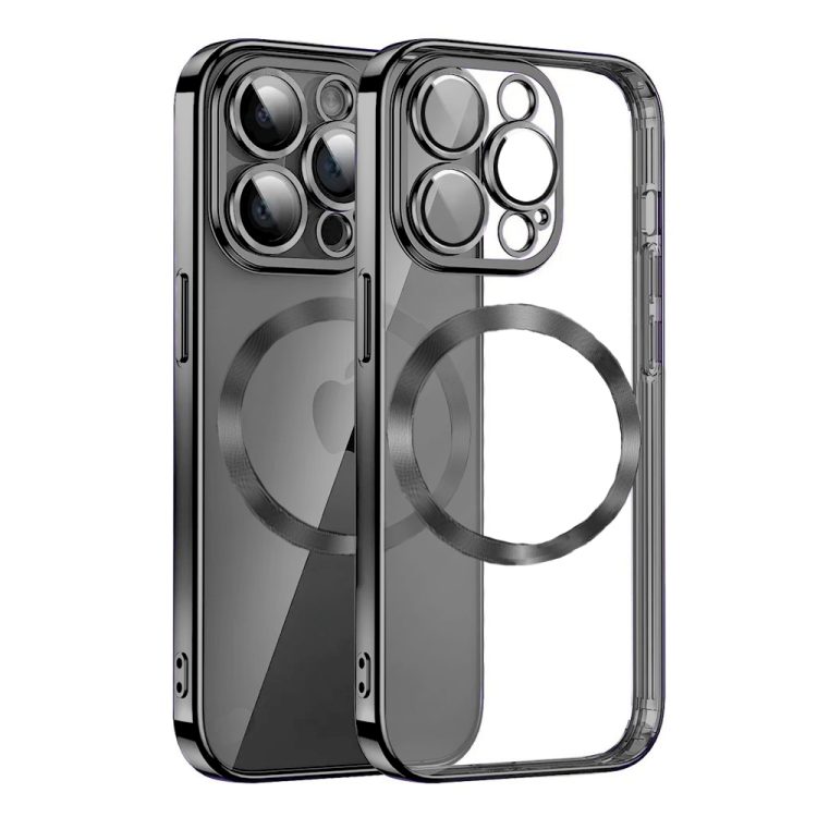 etui iphone 14 pro max slim protect full cover magsafe hard back, twardy tył, przeźroczyste, czarne