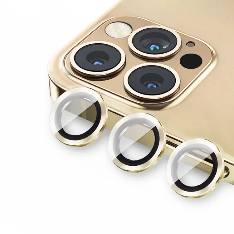 metalowa osłona obiektywów szkło na aparat iphone 15 pro, złote