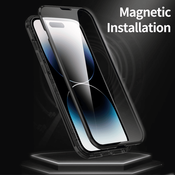 obudowa pancerne szkło hartowane 360° przód + tył magnetyczna do iphone 14 pro,czarne