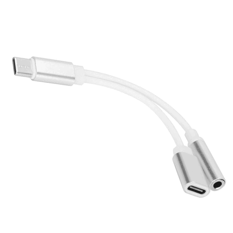 Adapter przejściówka usb typ c słuchawki ładowanie srebrny (4)