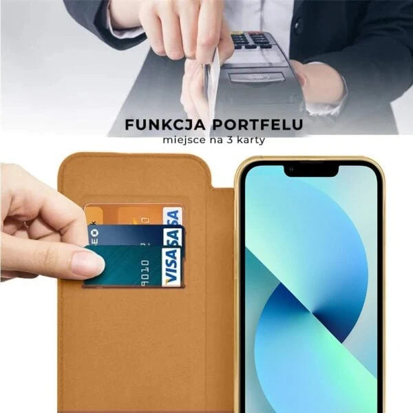 Etui do iPhone 13 typu książka Book Magsafe Lens Protect, z klapką, złote pop (9)
