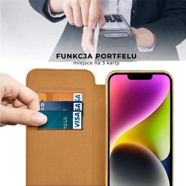 etui iphone 14 typu książka book magsafe lens protect, z klapką, czarne (kopia)