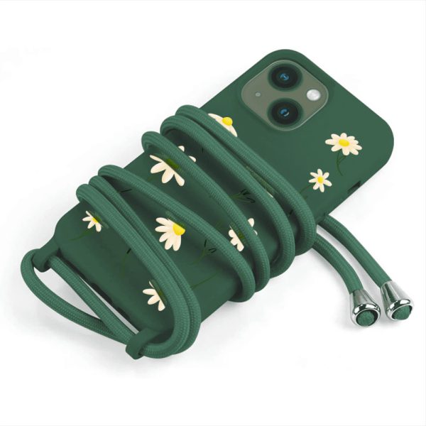 etui do iphone 14 wzmacniane crossbody z zieloną smyczą jak torebka, zielone z nadrukiem kapibara (kopia)