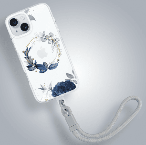 Etui do iPhone 15, Flower MagSafe, niebieskie kwiaty, przeźroczyste (4)
