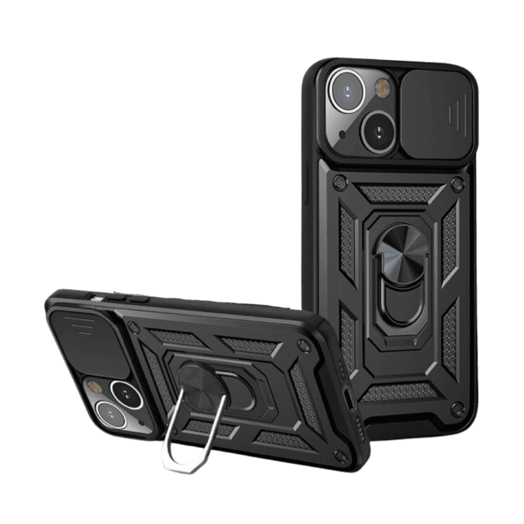 etui do iphone 15 plus pancerne z magnetycznym uchwytem, osłona kamery, czarny