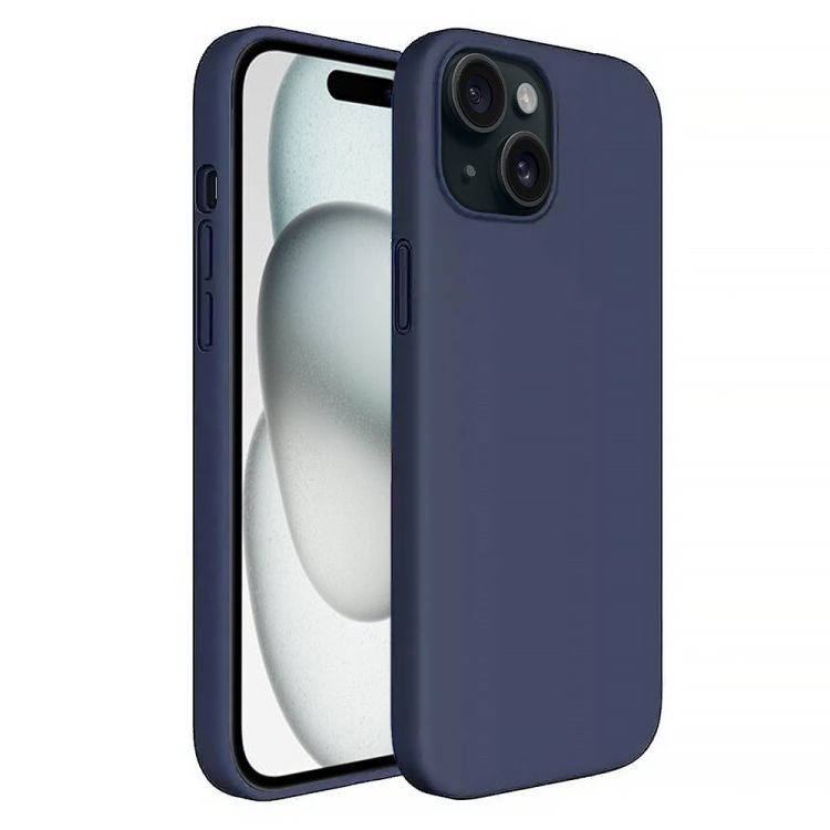 etui do iphone 14 plus silikonowe z mikrofibrą soft touch, granatowe (kopia)